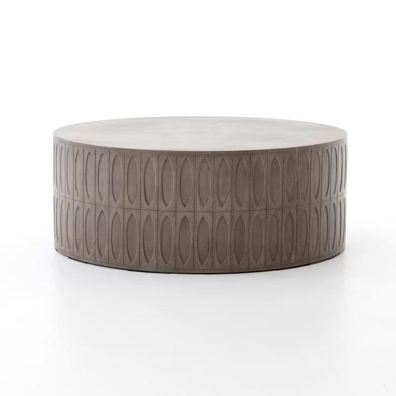 Colorado Contemporary Round Drum Coffee Table in Dark Grey