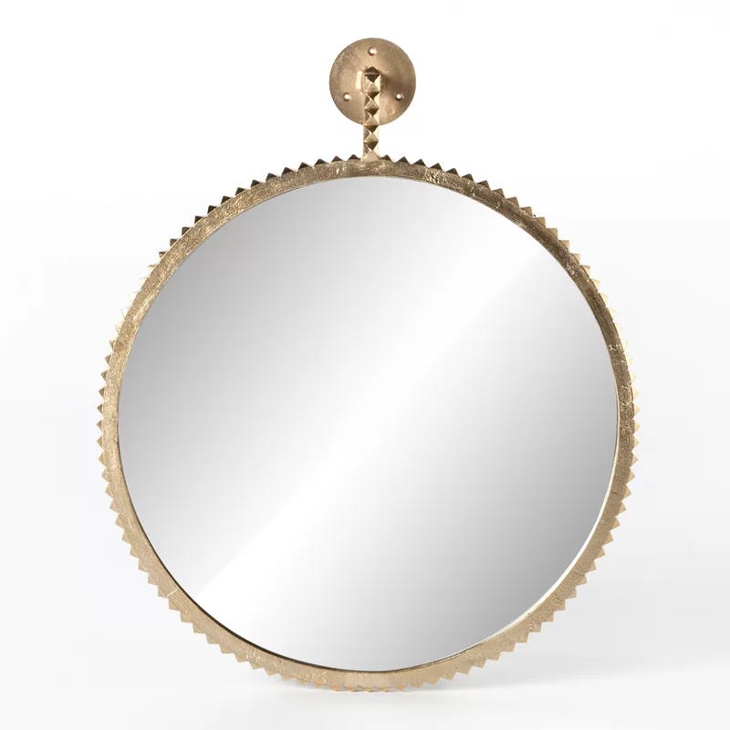 Camden Collection 31'' Round Aged Gold Cast Aluminum Wall Mirror