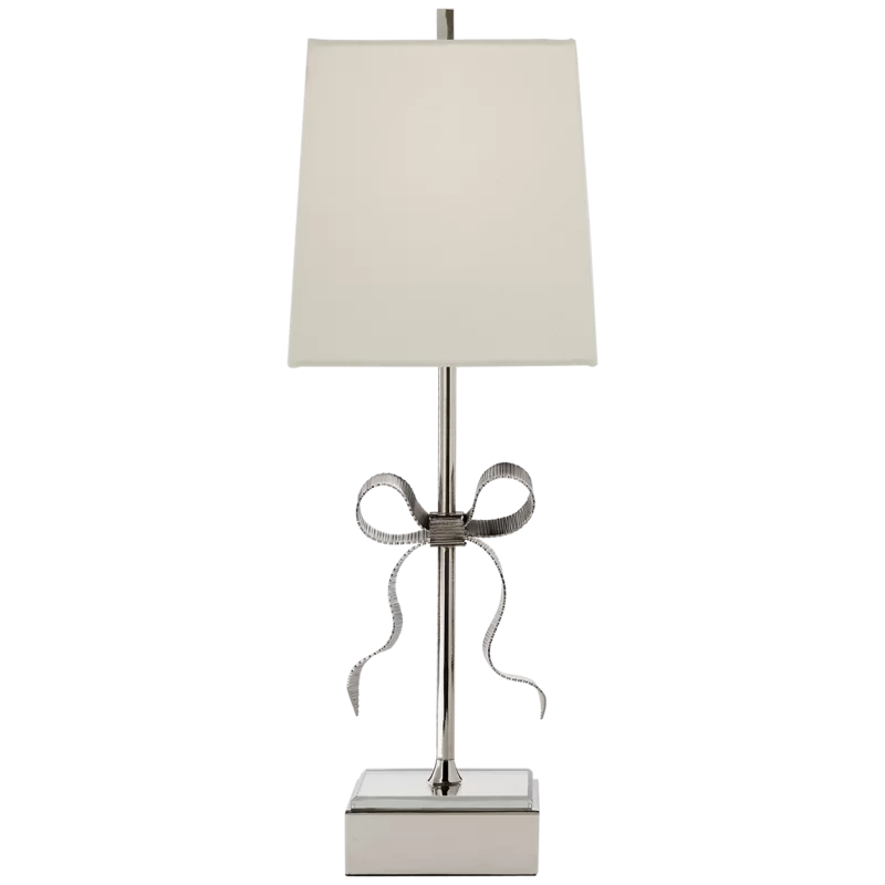 Ellery Polished Nickel Outdoor Table Lamp with Cream Shade