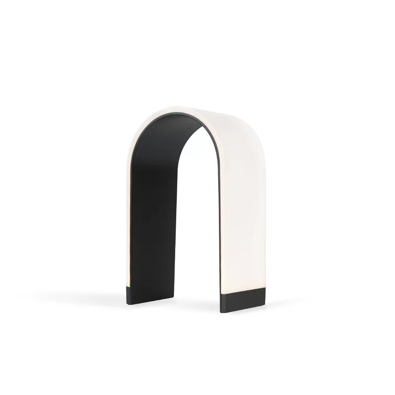 Mr. N Arch-Shaped Silver LED Table Lamp with Seamless Design