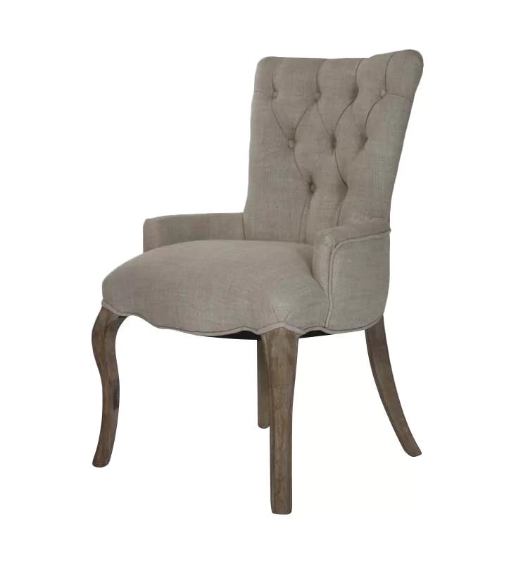Iris Cream Linen & Gray Velvet Upholstered Armchair