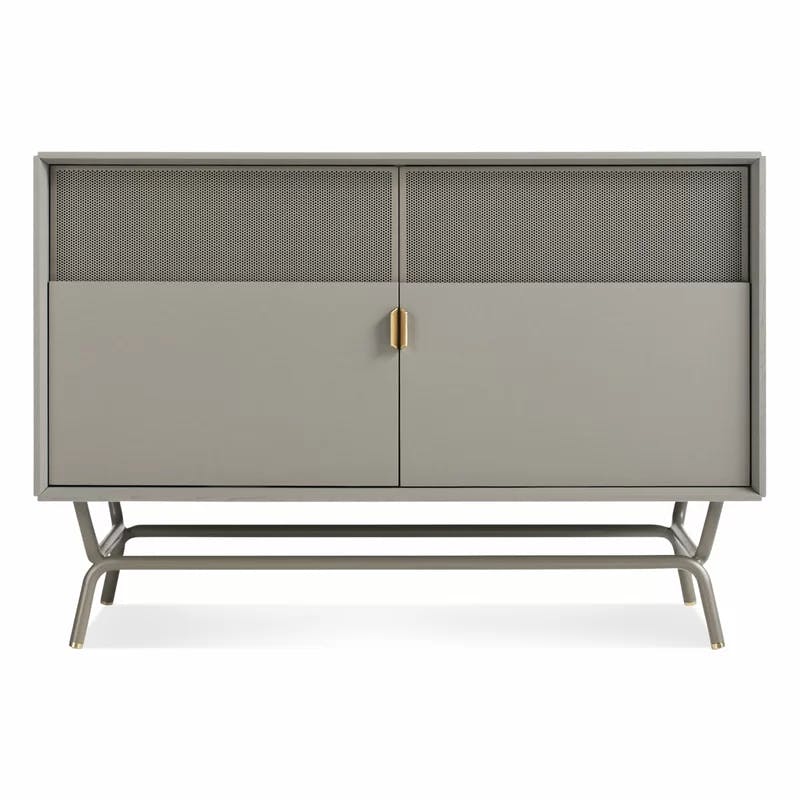 Risk-Averse Gray 48" TV Stand with Brass Details and Cabinet