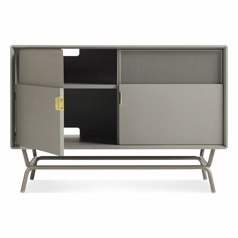 Risk-Averse Gray 48" TV Stand with Brass Details and Cabinet