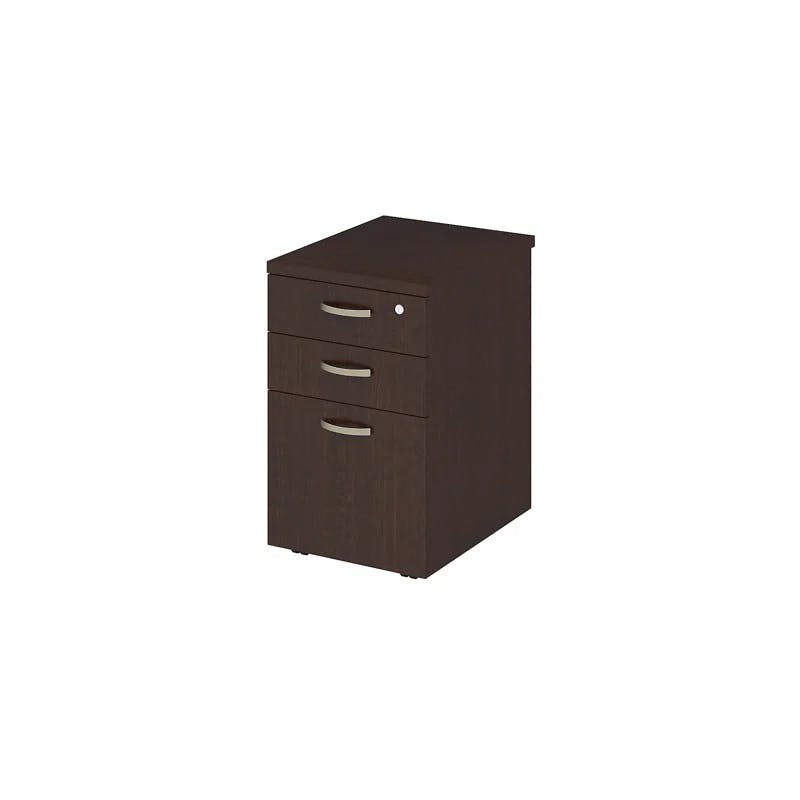Mocha Cherry Compact 3-Drawer Mobile Legal File Cabinet