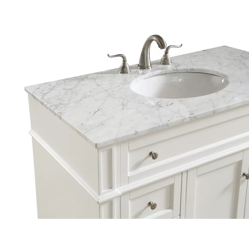 Elegant Park Avenue 40" White Marble Single Bathroom Vanity Set