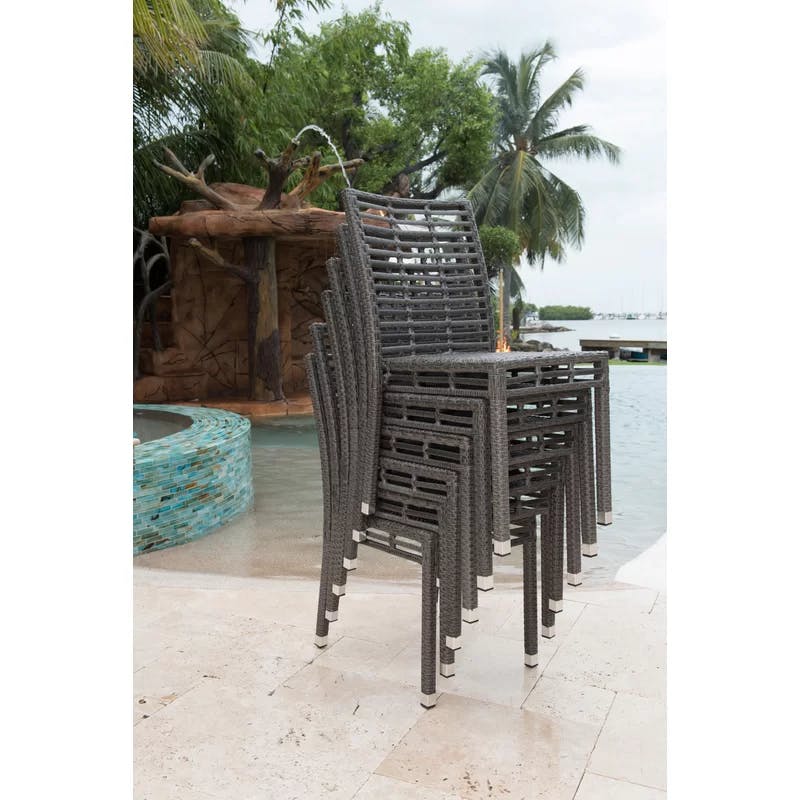 Graphite Grey Stacking Outdoor Dining Chair with Cushion