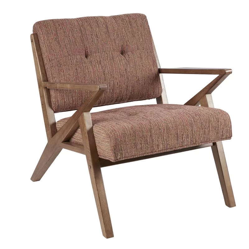 Desi Modern Orange Microfiber Wood Accent Chair