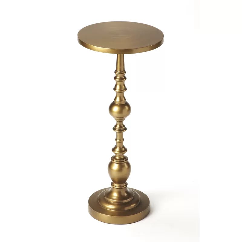 Millender Round Antique Gold Aluminum Pedestal End Table