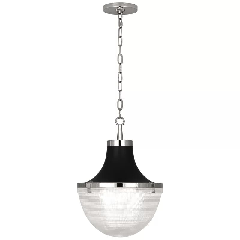 Contemporary Indoor/Outdoor Polished Nickel Glass Bowl Pendant