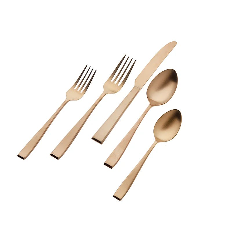 Flagstaff Brushed Copper Square-Handle 20-Piece Stainless Steel Flatware Set