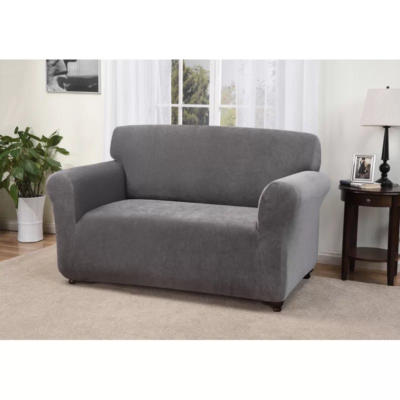 Charcoal Stretch Fit Cozy Loveseat Slipcover
