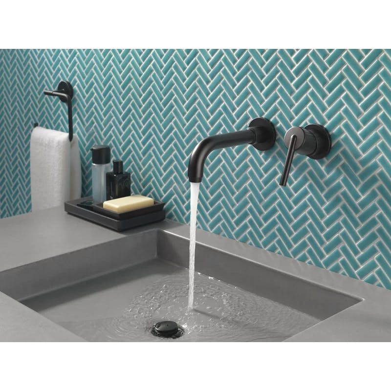 Elysian Bronze 7" Wall-Mounted Modern Bathroom Faucet with Pull-out Spray