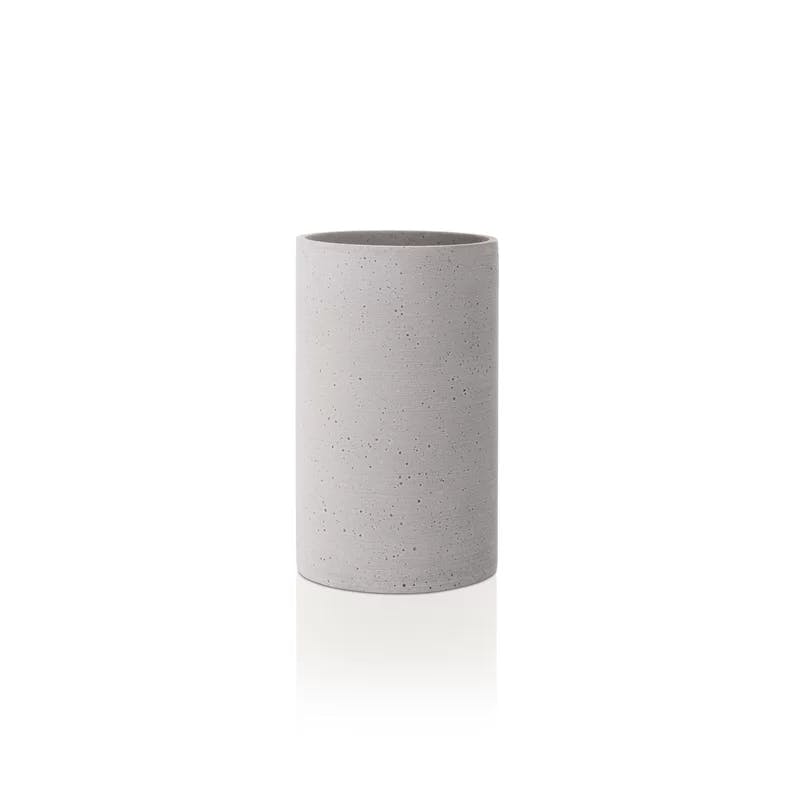 Cylindrical Grey Floral Bouquet Plastic Vase for Living Room