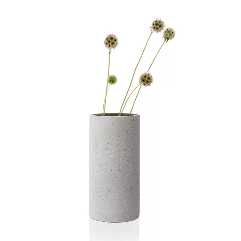 Minimalist Light Grey Polystone Table Vase with Non-Slip Base