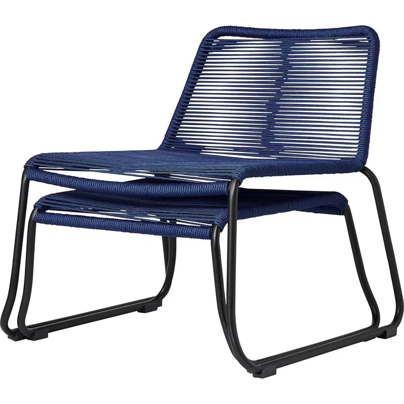 Barclay Blue Cord Weather-Resistant Lounge Chair and Ottoman