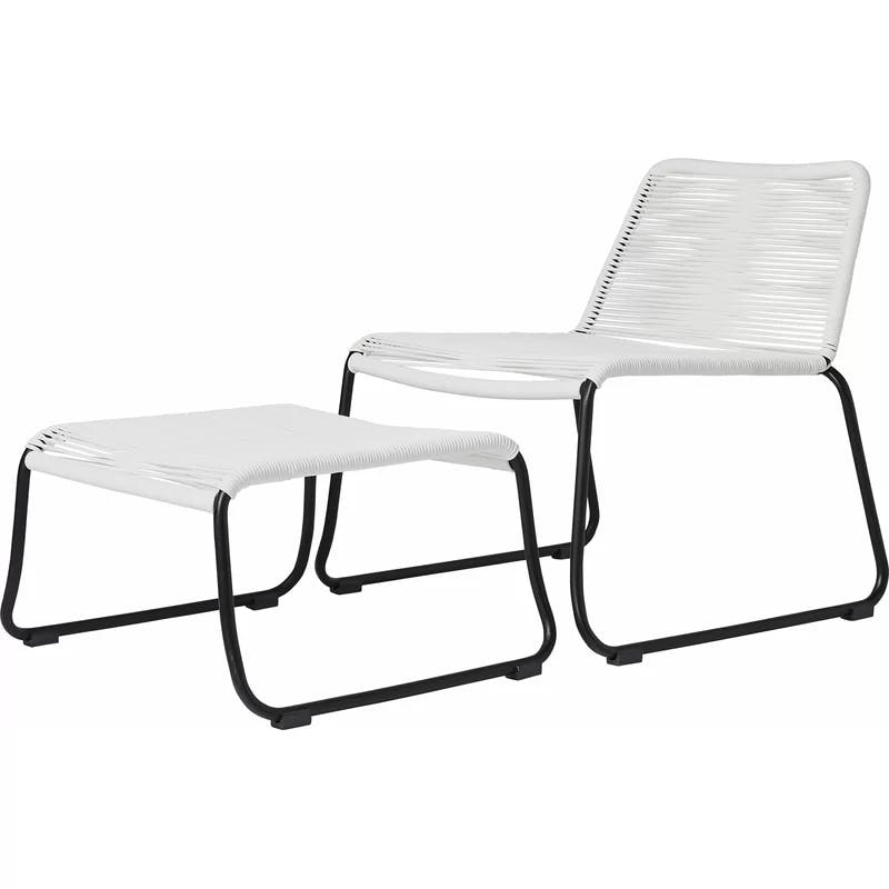 Mid-Century White Cord Barclay Lounge Chair and Ottoman Set