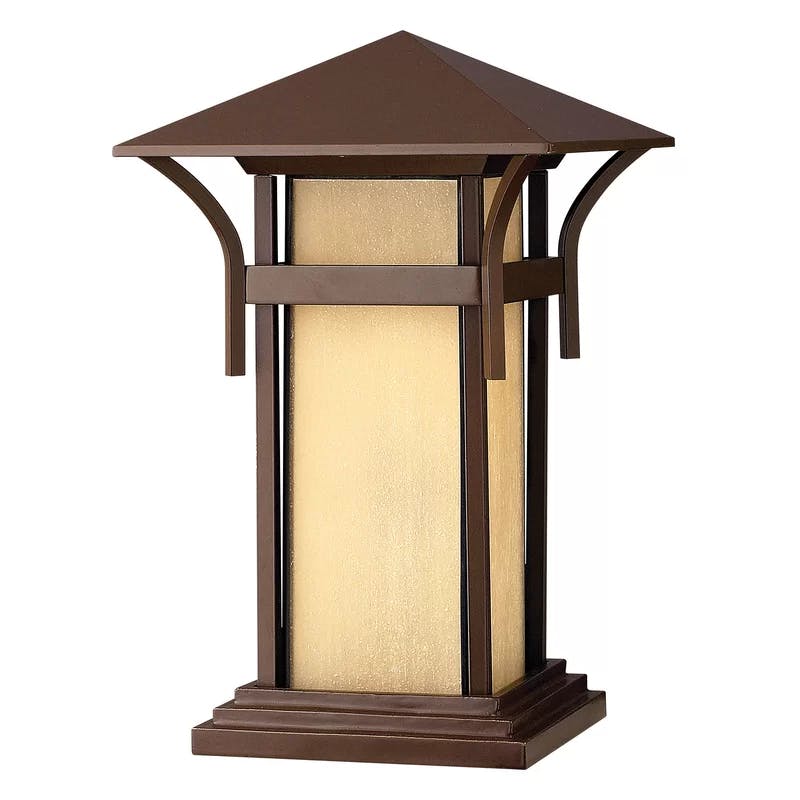 Harbor Anchor Bronze Outdoor Pier Lantern with Etched Amber Glass