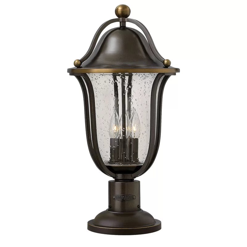 Olde Bronze 3-Light Outdoor Lantern with Clear Seedy Glass