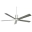 Sleek Polished Nickel 60" LED Ceiling Fan with Remote and Etched Glass