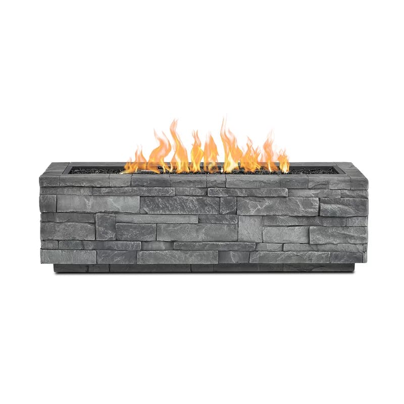 Gray Ledgestone 48" Rectangle Gas Fire Pit Table with Conversion Kit