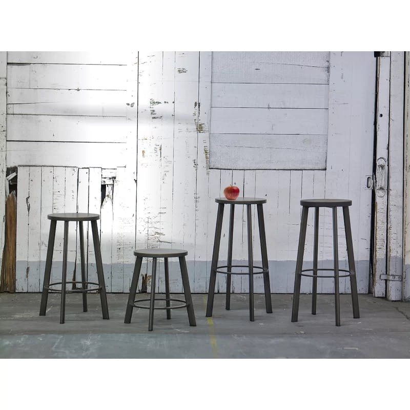 Metro Industrial Steel Frame Counter Stool with Natural MDF Seat