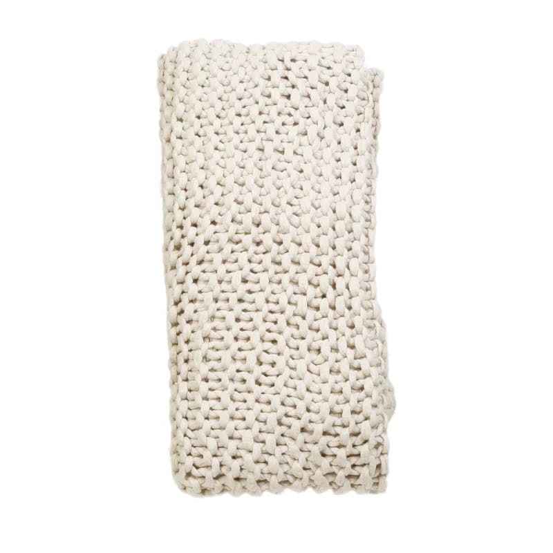 Finn Extra Chunky Knit Organic Cotton Throw - Antique White