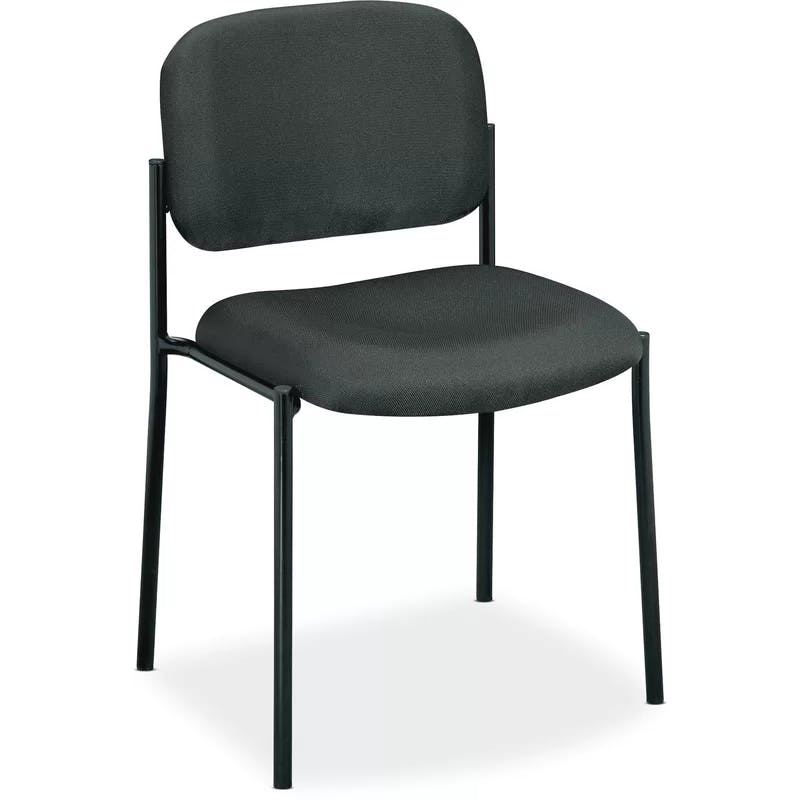 Contemporary Charcoal Fabric Stacking Guest Chair with Metal Frame