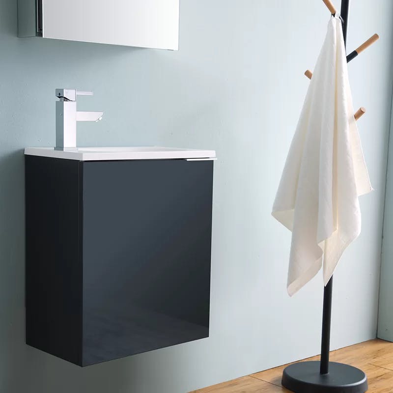 Valencia 20" Glossy Gray Wall-Mounted Vanity Set with Medicine Cabinet