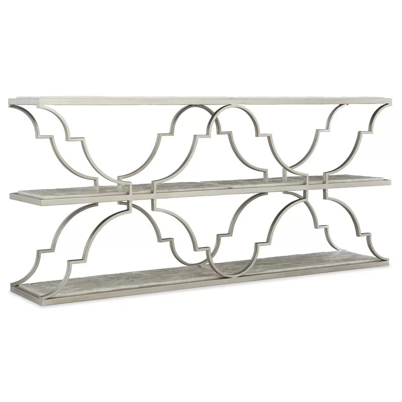 Traditional White and Gold 72'' Rectangular Console Table with Storage