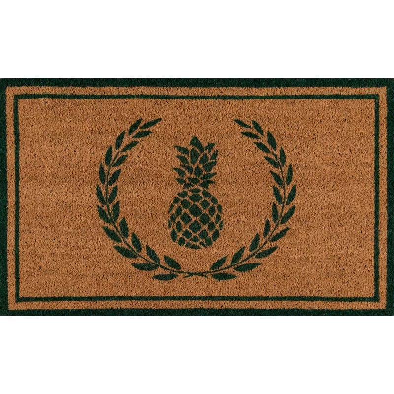 Pineapple Green Hand-Woven Coir Outdoor Doormat 18" x 30"