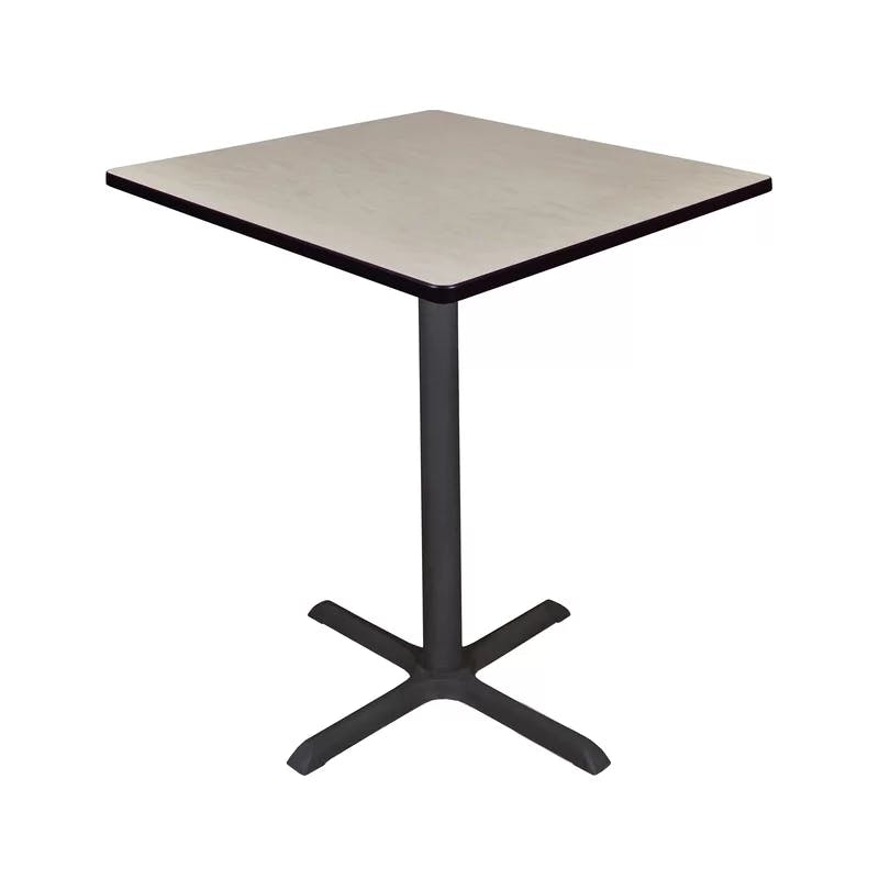 Cain 36" Maple Square Metal Cafe Table with X-Base