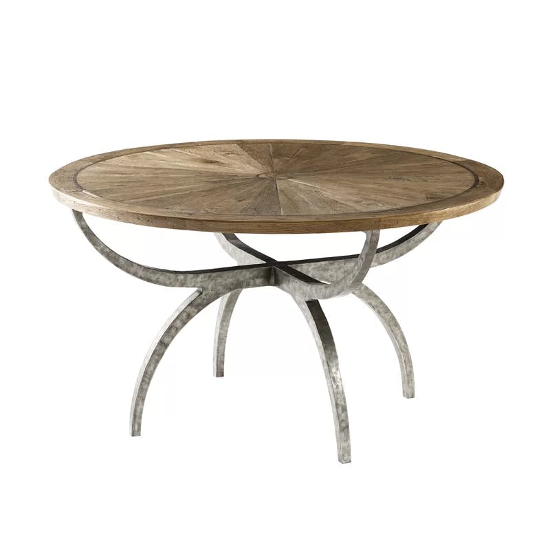 Echo Oak Finish Contemporary Round Reclaimed Wood Dining Table