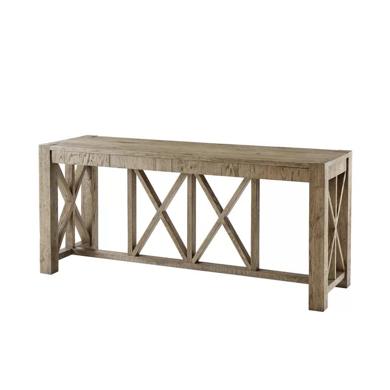 Echoes 80'' Oak and Aluminum Console Table with Storage