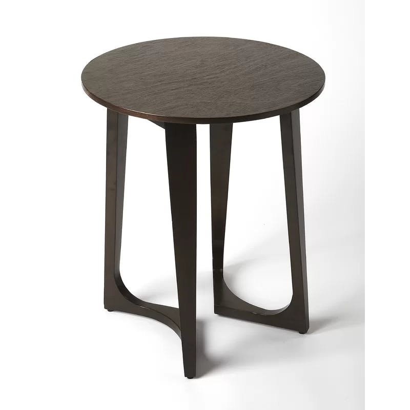 Espresso Sheesham Solid Wood Round Modern End Table