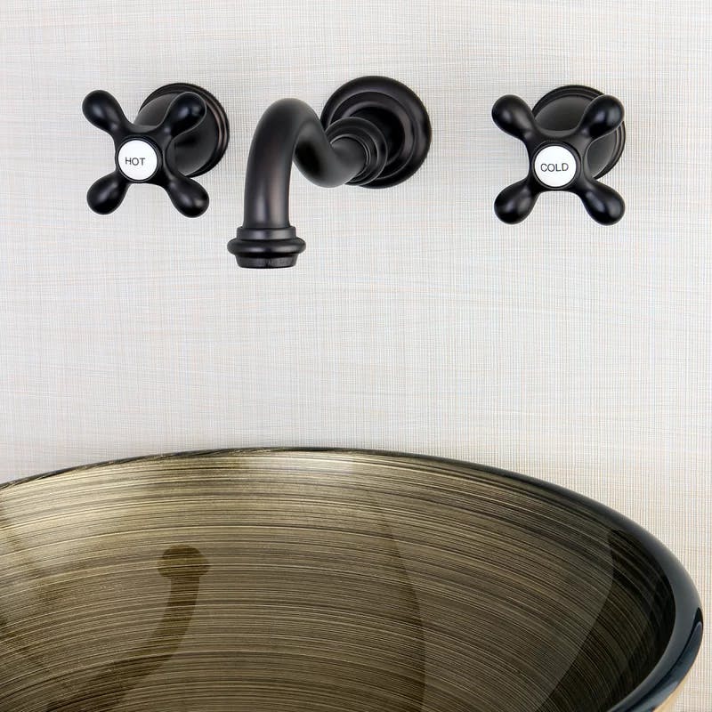 Elegant Traditional Oil Rubbed Bronze Wall Mount Bathroom Faucet