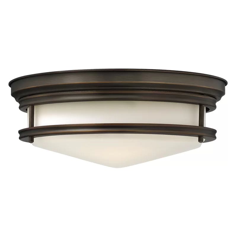 Etched Opal Glass and Oil Rubbed Bronze 3-Light Flush Mount