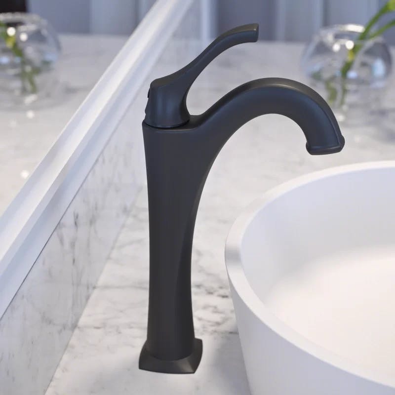Eco-Friendly Contemporary Arlo Vessel Faucet in Matte Black