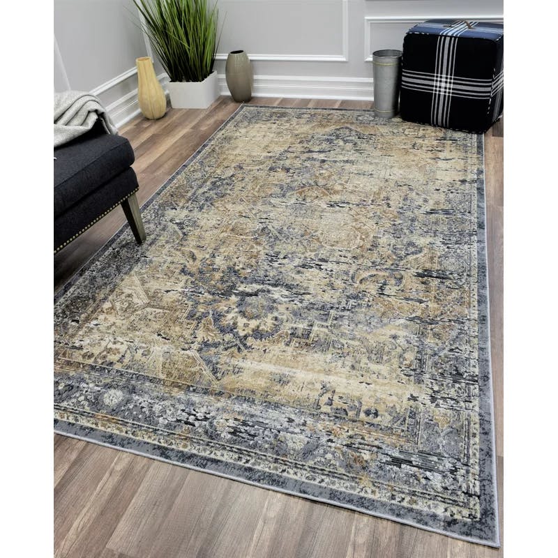 Cambridge Transitional 5' x 8' Blue Navy Synthetic Area Rug