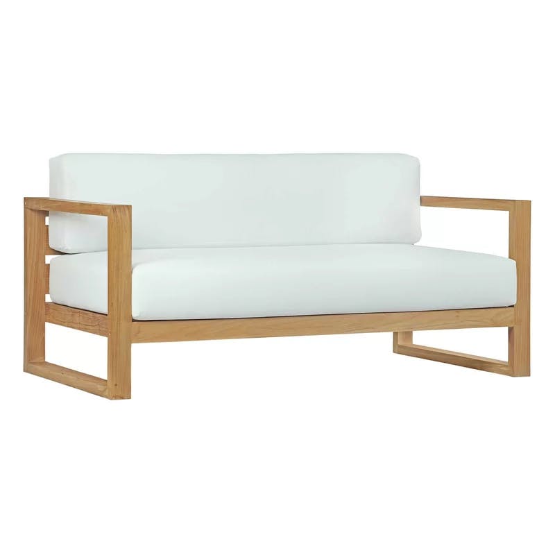 Upland Modern Teak 6-Piece White Cushion Outdoor Patio Set