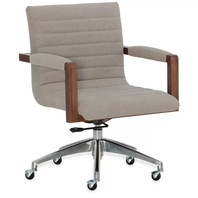 Elon Transitional Swivel Desk Chair in Crafty Cement Fabric