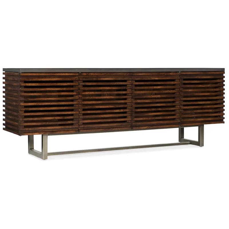 Delta Brushed Metal and Solid Wood Media Console Table