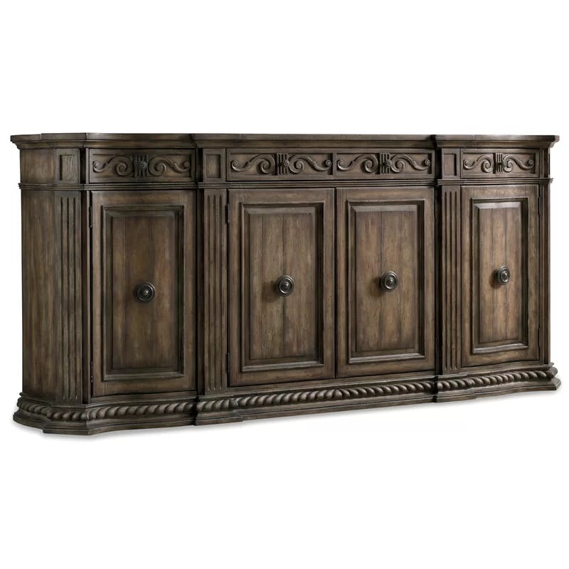 Rhapsody Traditional Walnut 96'' Sideboard with Carved Accents