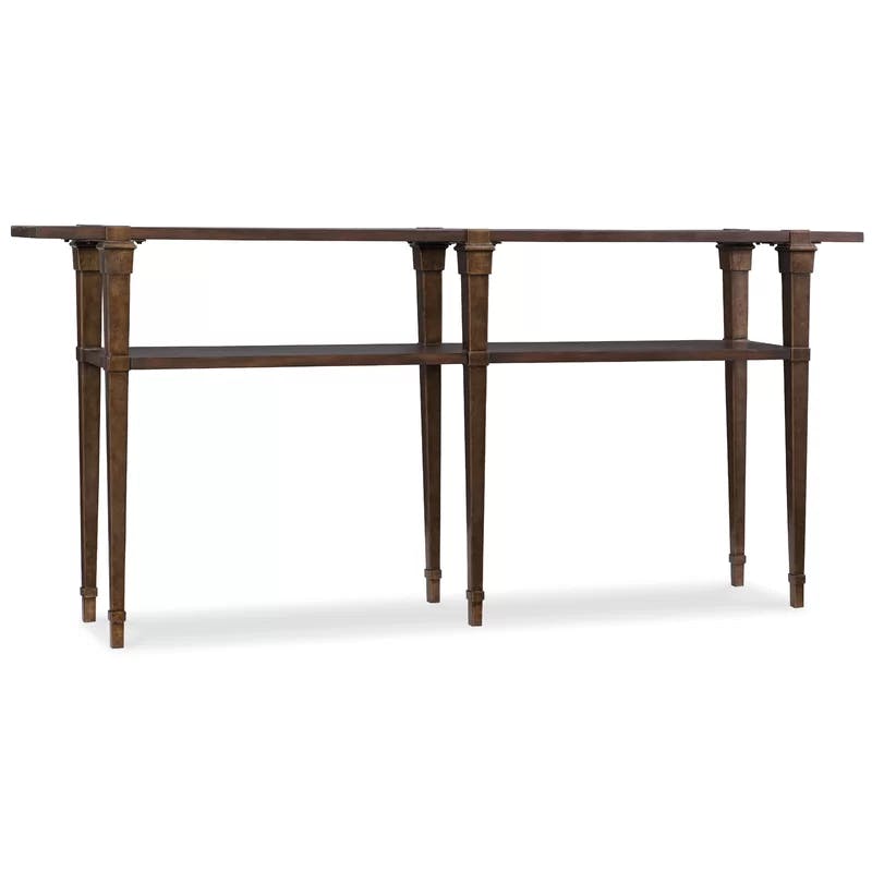 Transitional Acacia and Metal Console Table with Storage Shelf