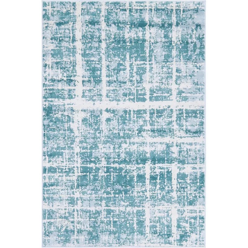Turquoise Bliss Hand-Knotted Wool & Synthetic 4' x 6' Rug
