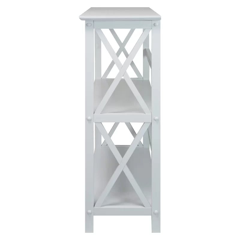 Montego X-Design 3-Tier Solid Wood White Bookcase