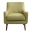 Mid-Century Modern Green Upholstered Accent Chair with Wood Legs
