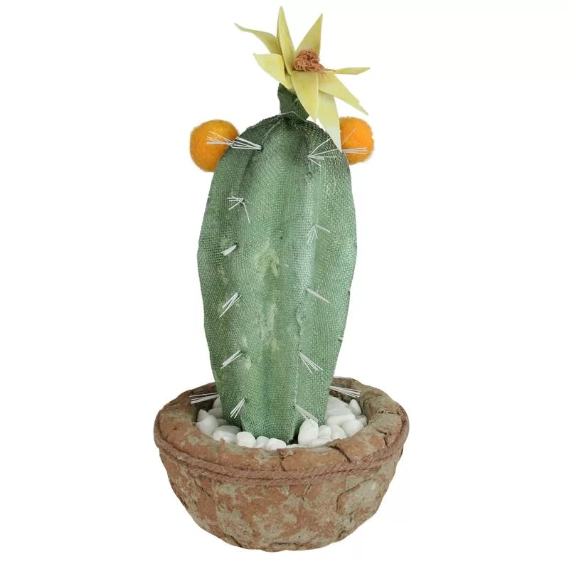 12" Blossoming Southwestern Silk Cactus in Decorative Pot