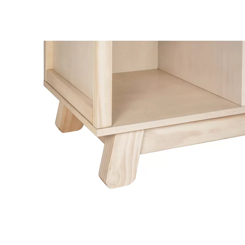 Hudson Playful Angular Legs Washed Natural Kids Cubby Bookcase