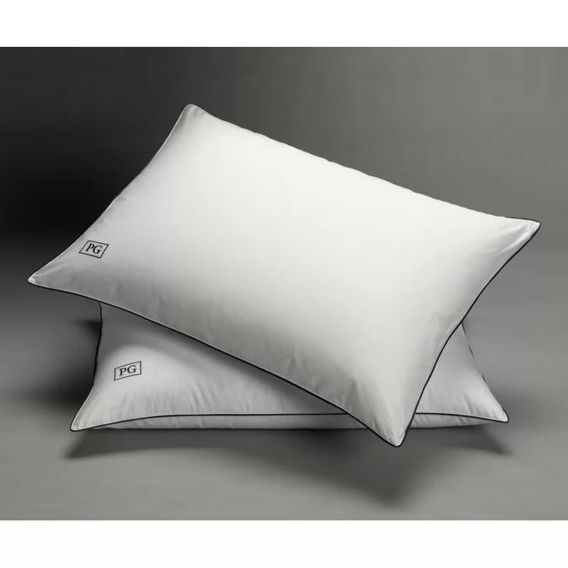 Luxurious White Goose Down Queen Pillow with Satin Piping