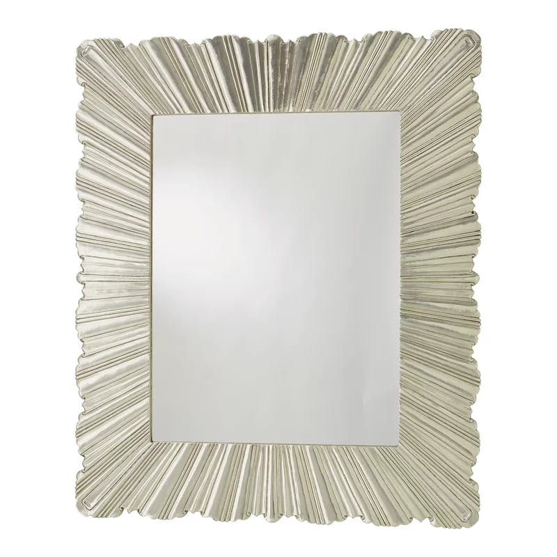 Linenfold Large Rectangular Silver Wood Composite Mirror 56"x47"